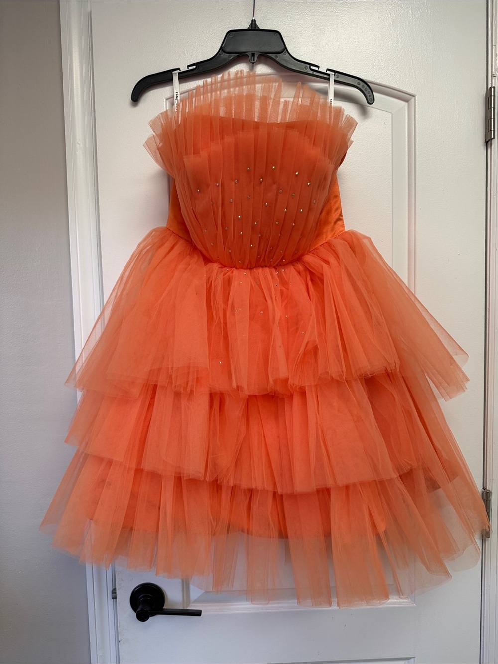 Tiered Orange Tulle Party Dress
